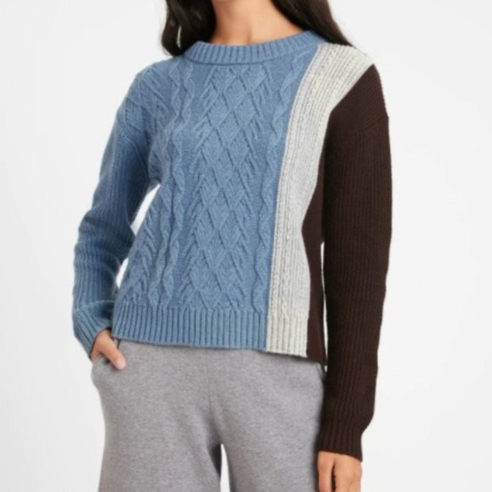 Banana Republic Color block Cable Knit Sweater